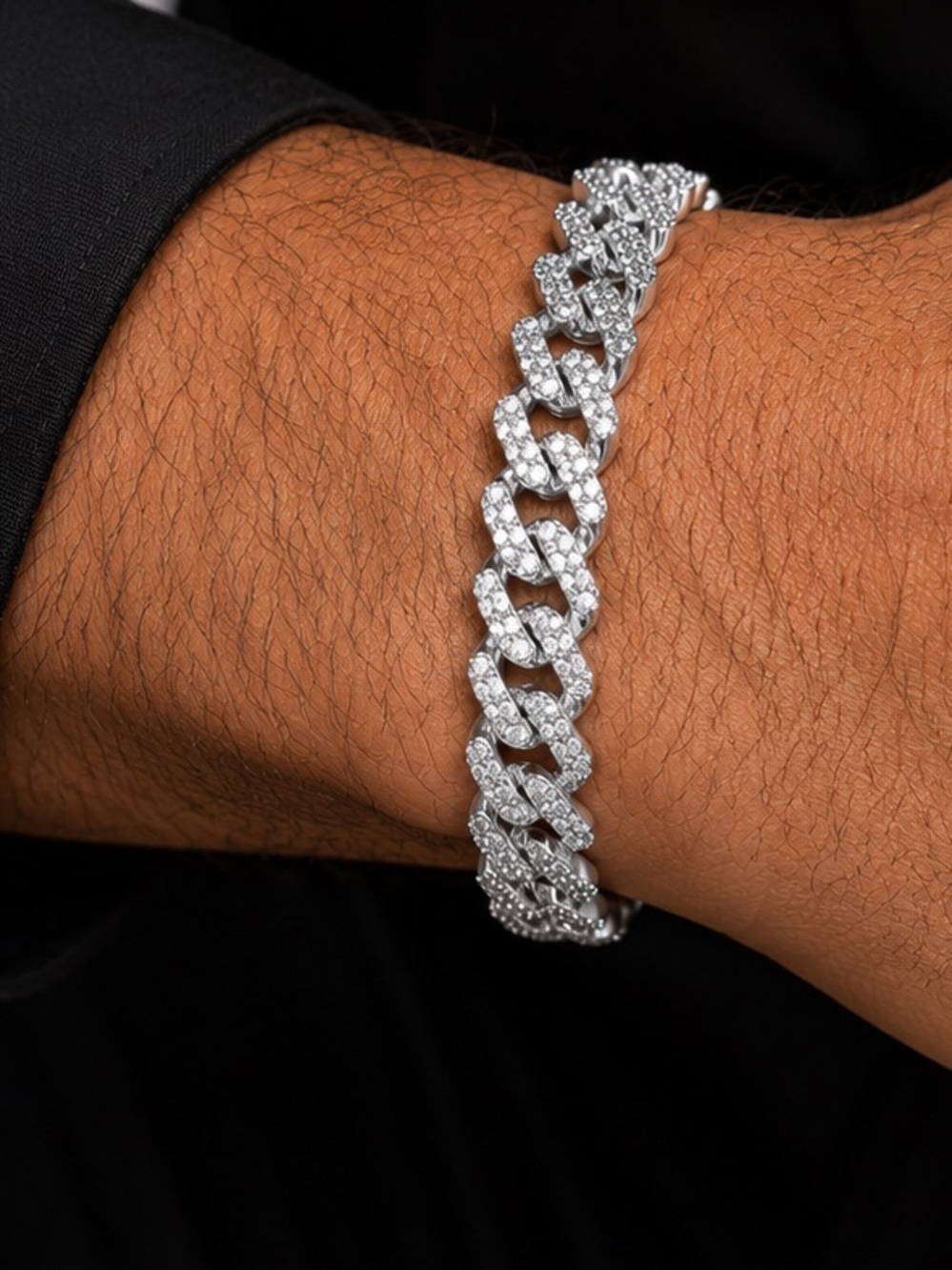 Invicta Men’s Silver-Tone Cubic Zirconia Cuban Link Bracelet - 80827